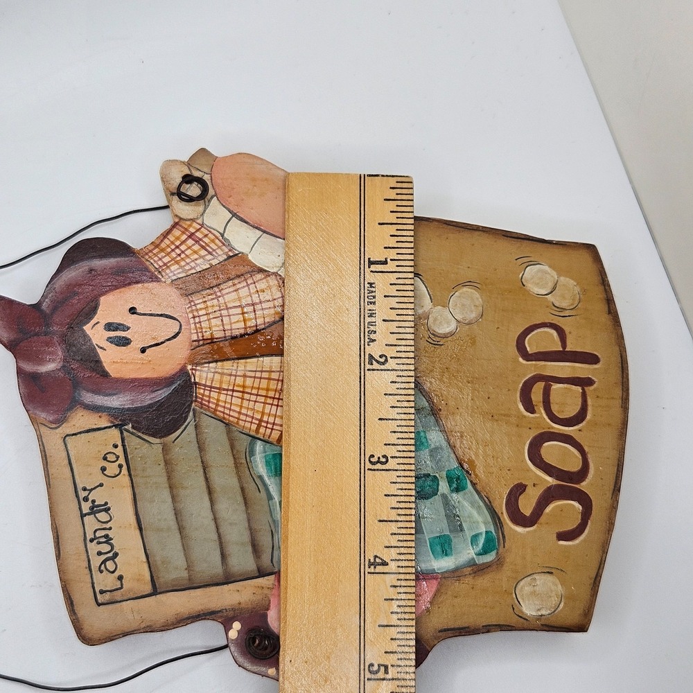 Cottage Core Laundry Room Wall Hanging Soap Washboard Girl Wood Decor Primitive - Picture 6 of 8
